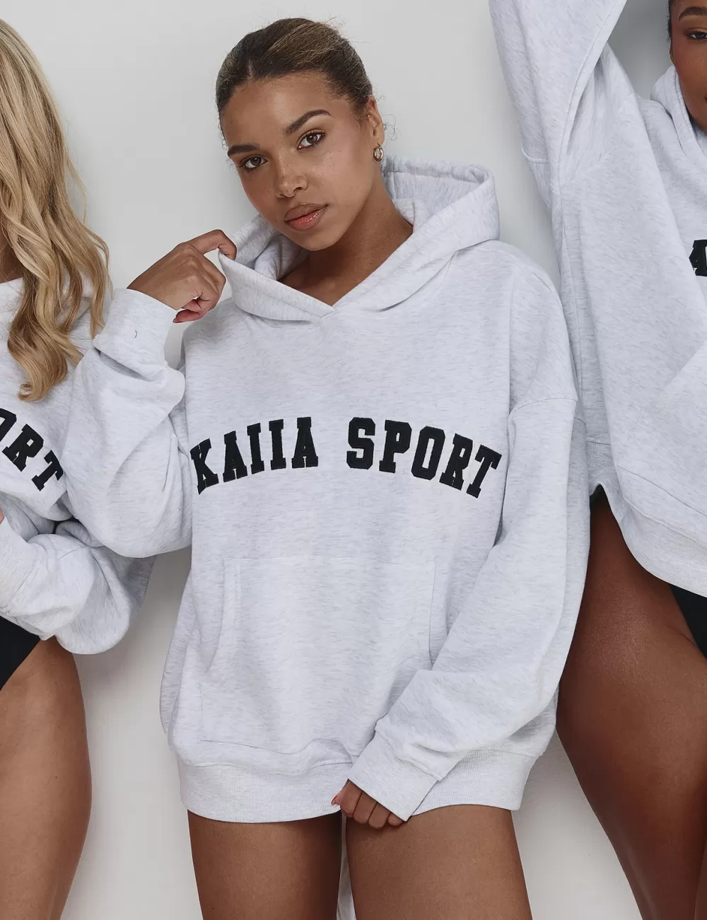 Best Sale Public Desire Kaiia Sport Oversized Hoodie Light Marl Grey
