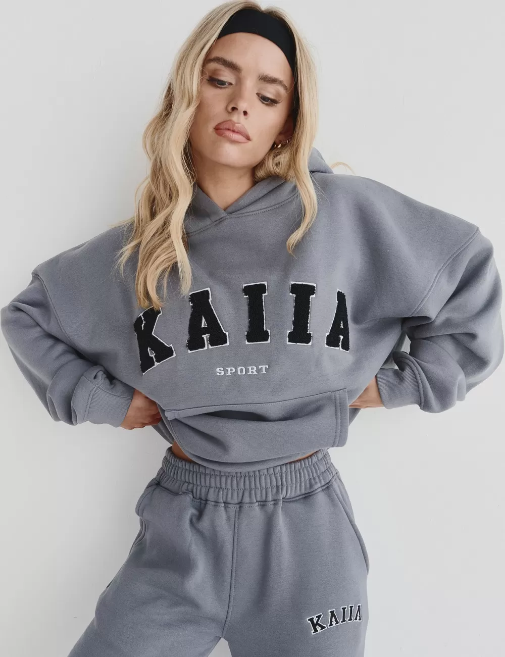 Flash Sale Public Desire Kaiia Sport Oversized Logo Hoodie in Charcoal Grey