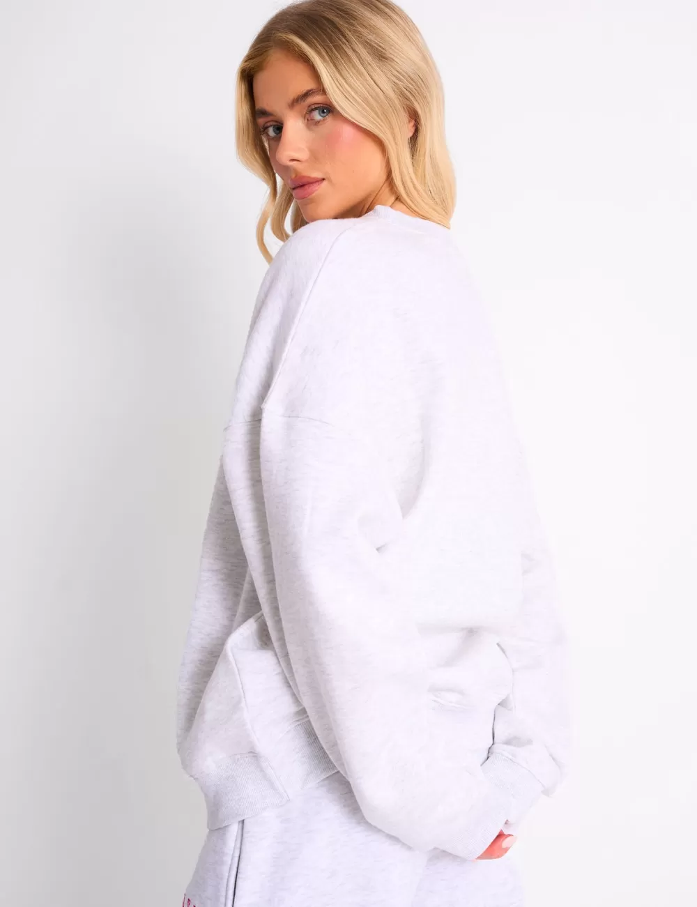 Shop Public Desire Kaiia Sport Oversized Sweatshirt Grey Marl & Red Grey_marl_red