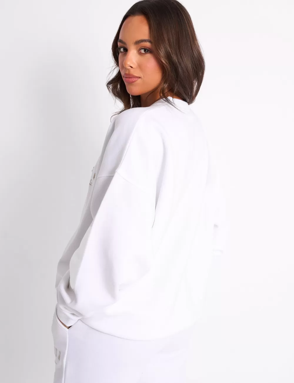 Online Public Desire Kaiia Sport Oversized Sweatshirt White & Sand White_sand