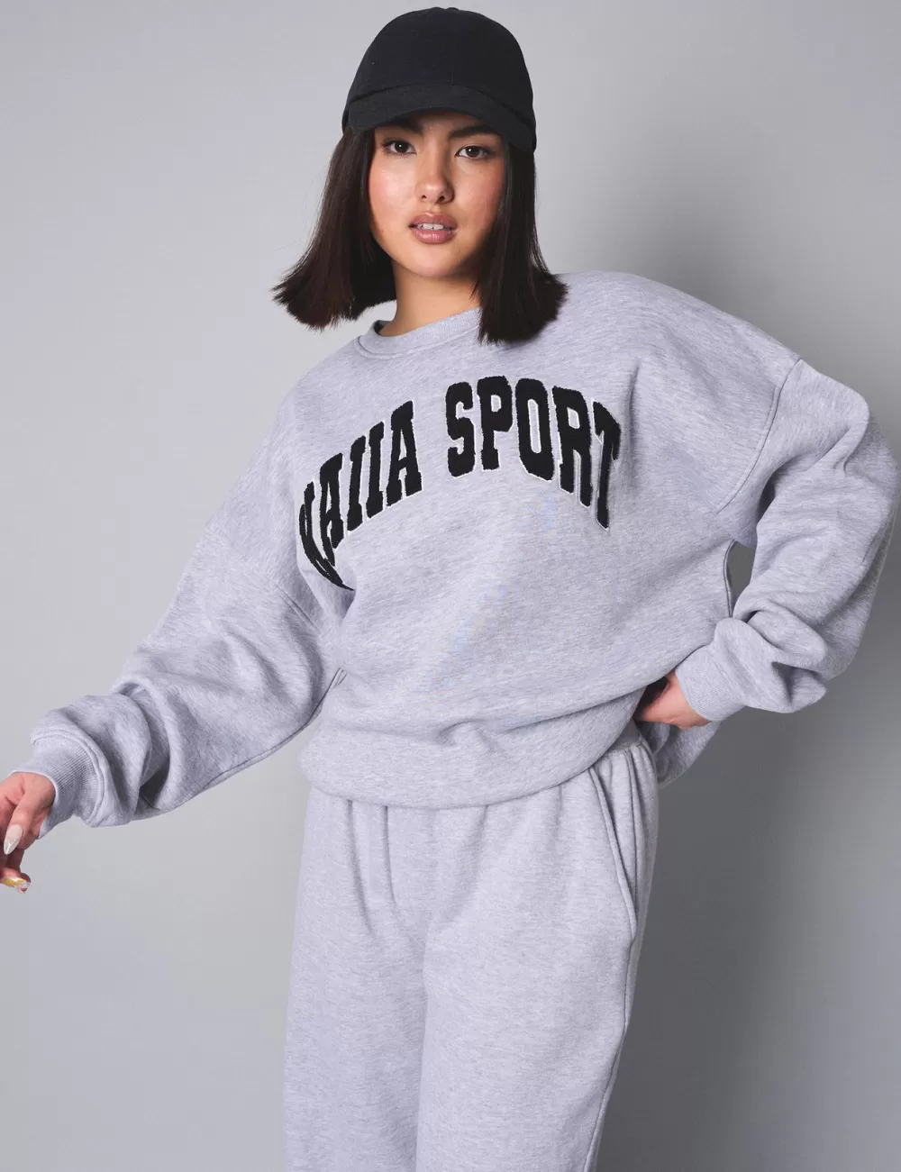 Cheap Public Desire Kaiia Sport Slogan Oversized Sweatshirt Grey Marl Grey_marl