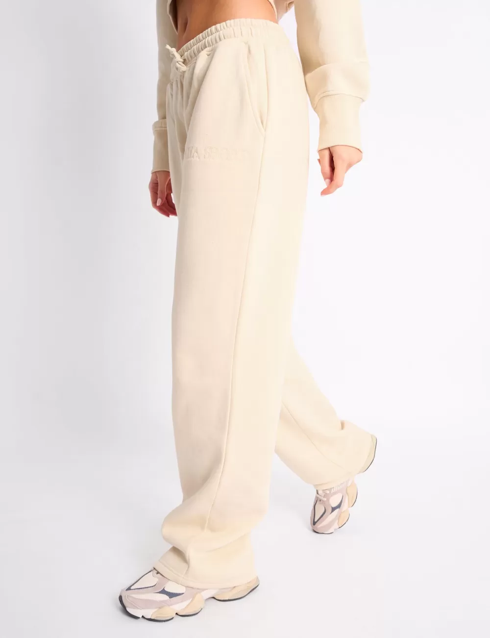 Sale Public Desire Kaiia Sport Wide Leg Joggers Buttercream