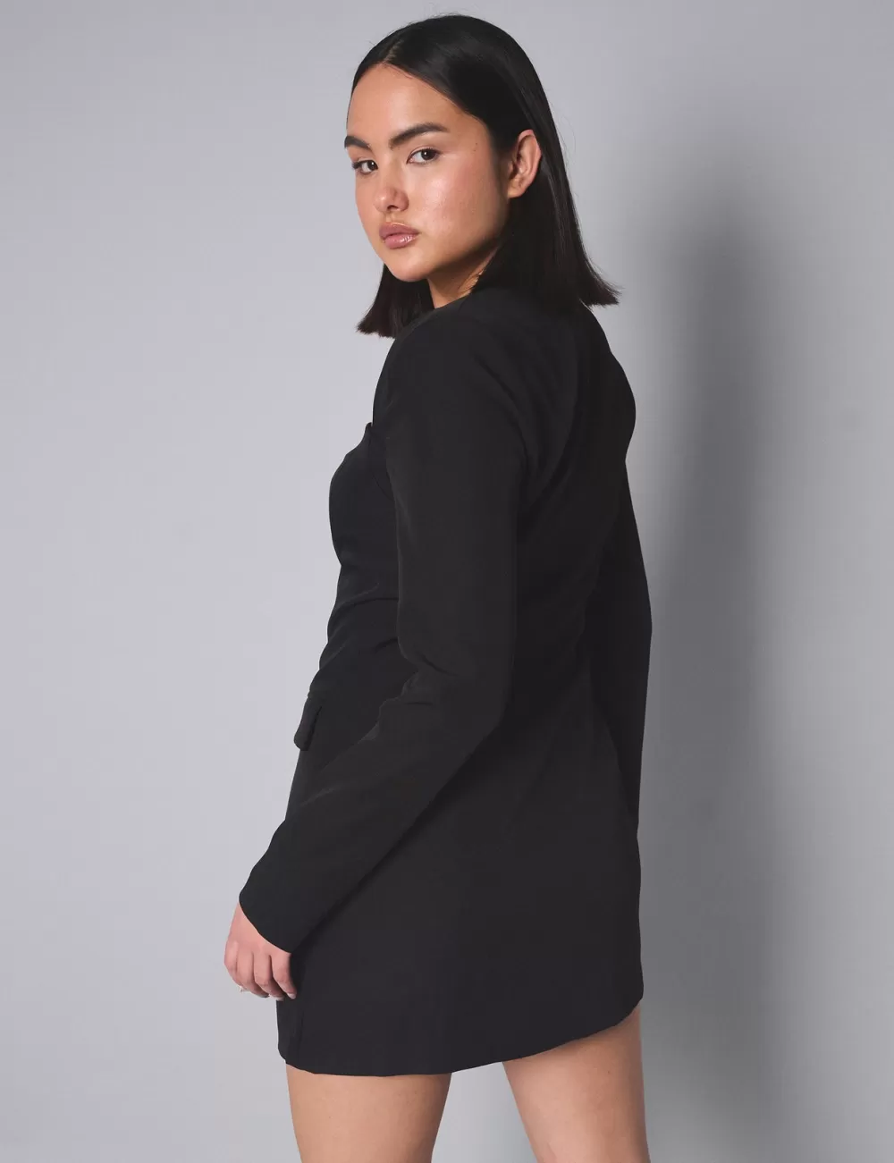 Outlet Public Desire Kaiia Square Neck Long Sleeve Tailored Dress Black