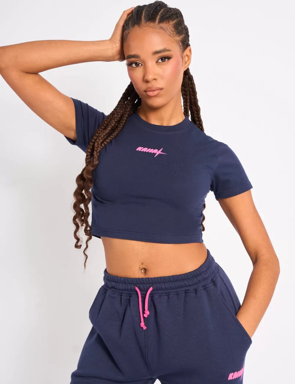 Best Public Desire Kaiia Star Baby Tee Navy & Pink Navy_pink