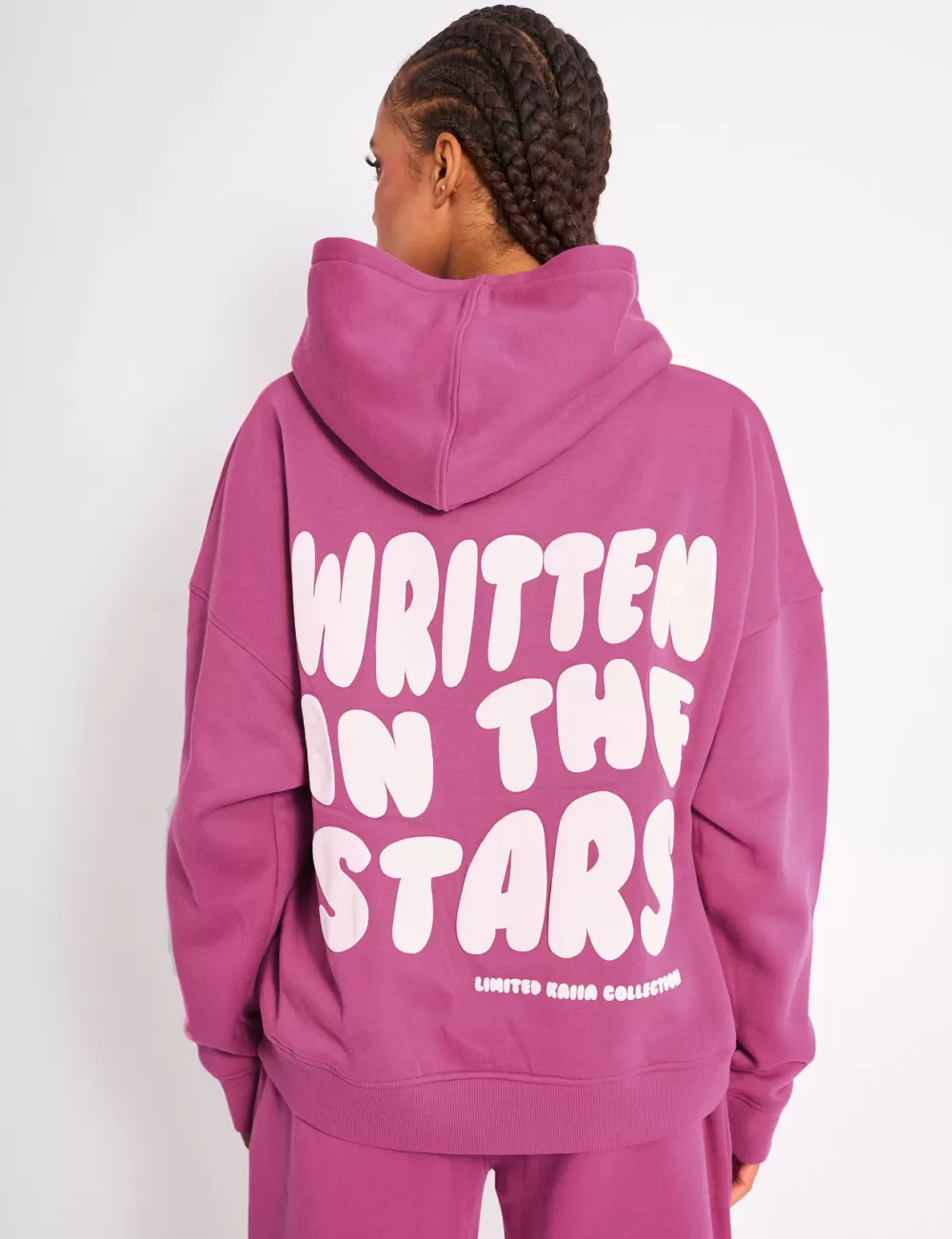 New Public Desire Kaiia Star Graphic Oversized Hoodie Hot Pink Pink_white