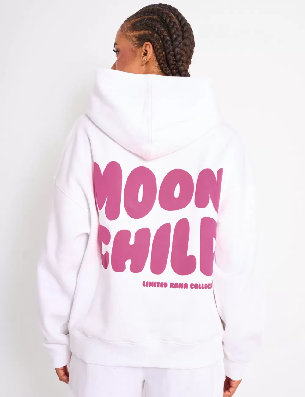 Clearance Public Desire Kaiia Star Graphic Oversized Hoodie White & Hot Pink White_hot_pink