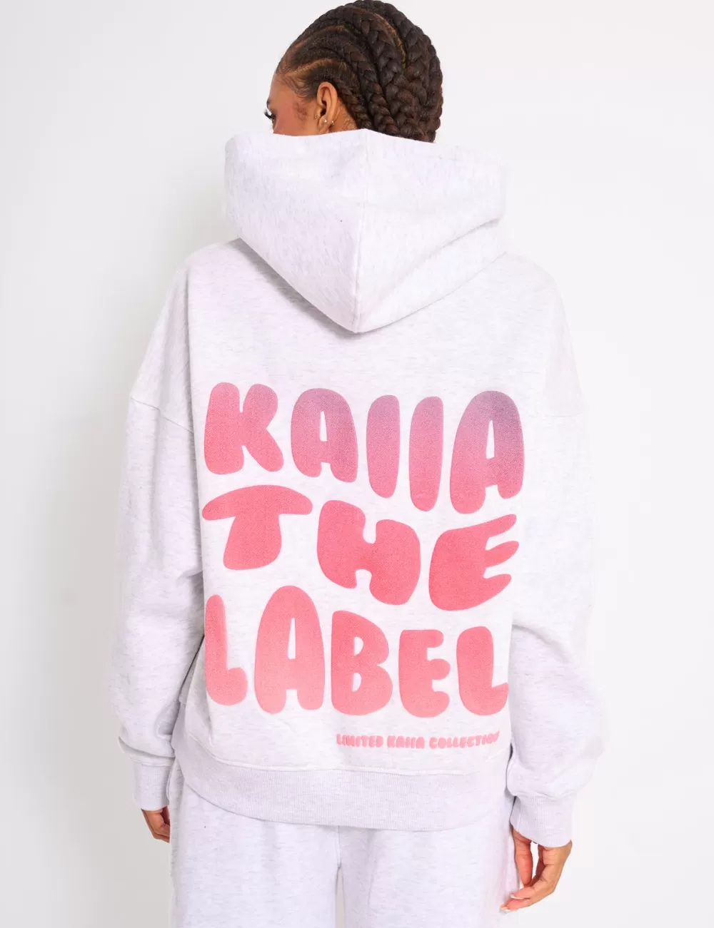 Sale Public Desire Kaiia Star Ombre Graphic Oversized Hoodie Grey Marl Grey_marl
