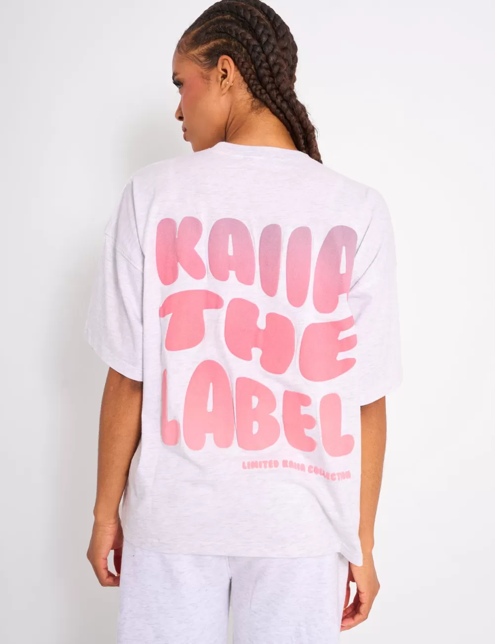 Hot Public Desire Kaiia Star Ombre Graphic Oversized Tee Grey Marl Grey_marl