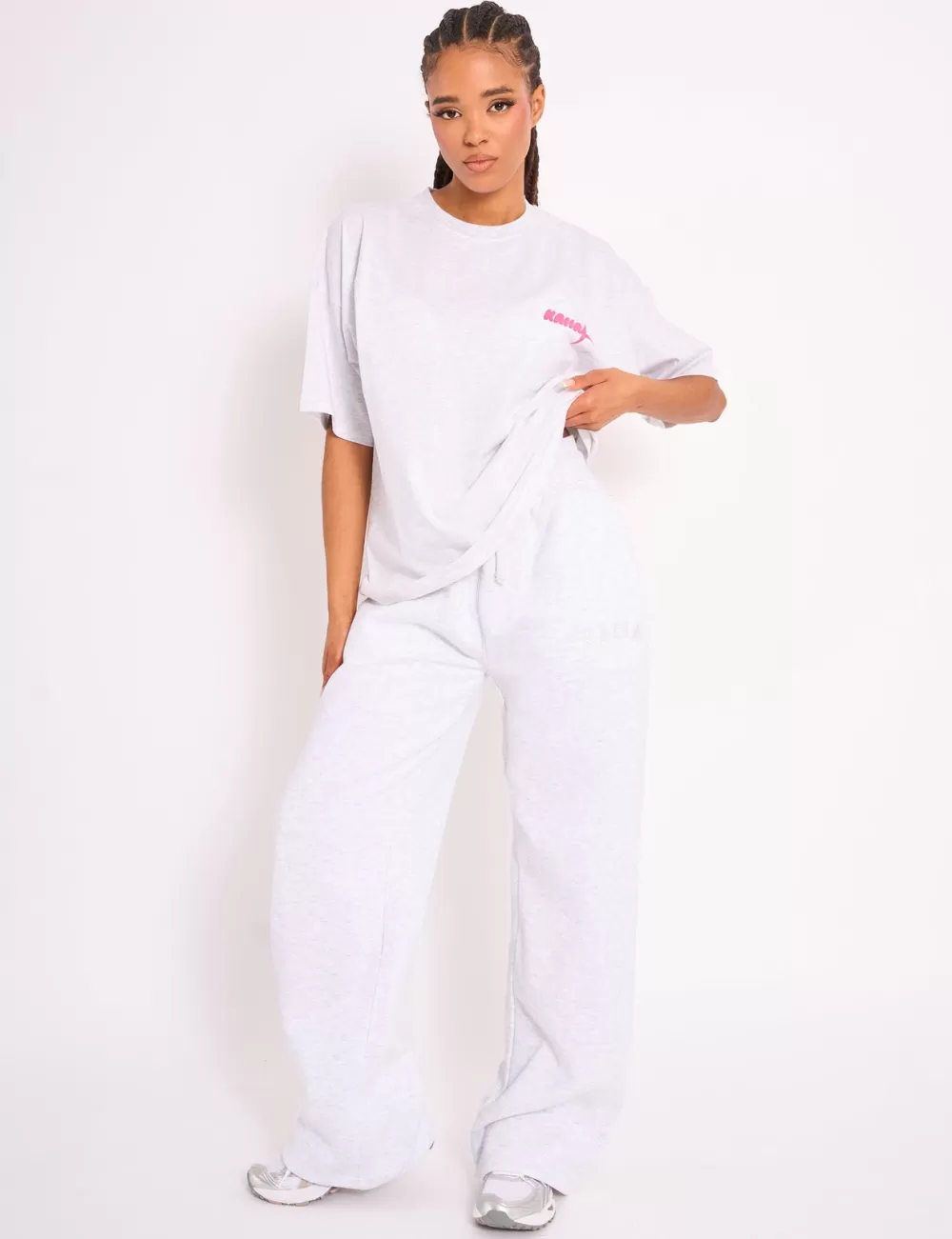 Hot Public Desire Kaiia Star Ombre Graphic Oversized Tee Grey Marl Grey_marl