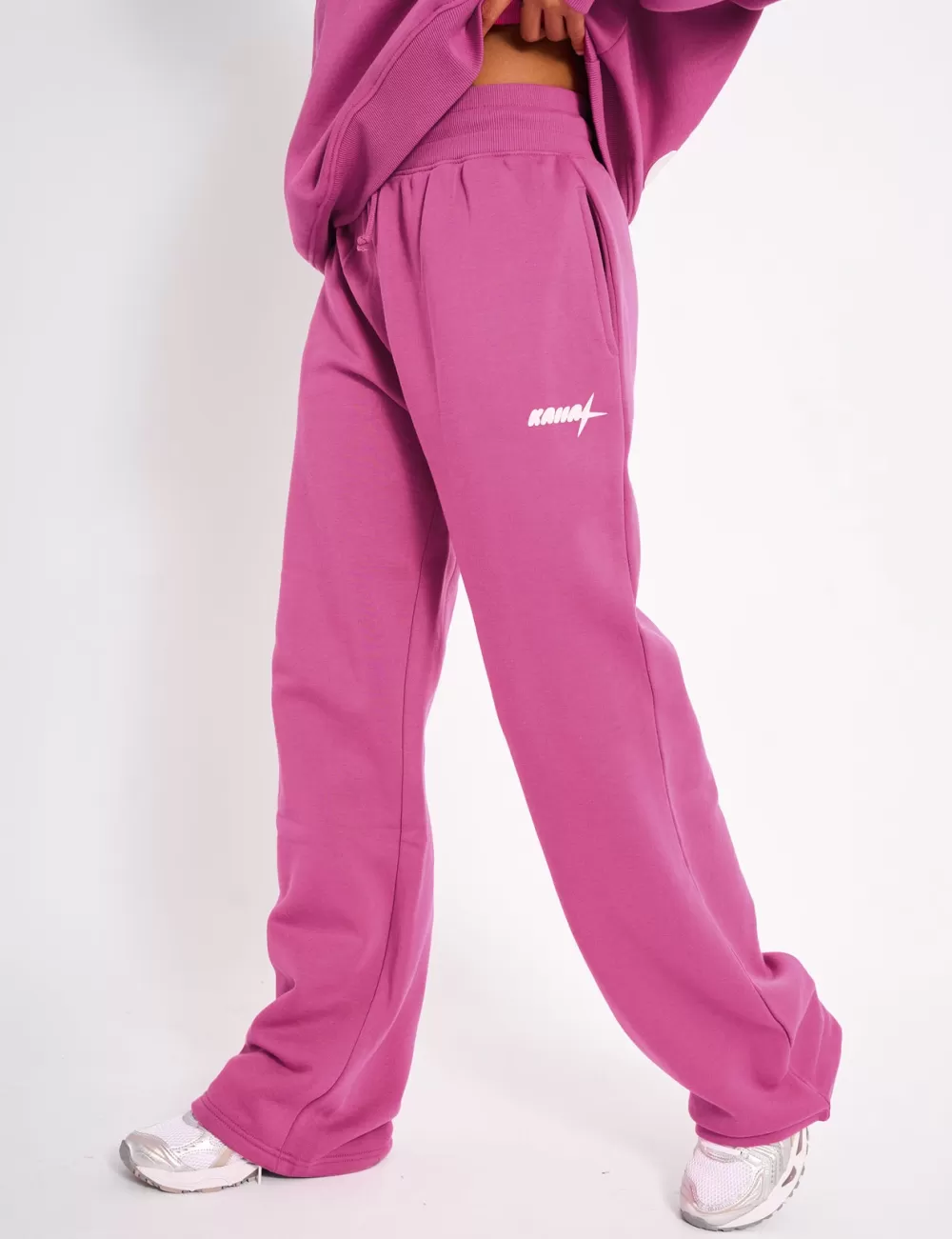 New Public Desire Kaiia Star Wide Leg Joggers Hot Pink Pink_white