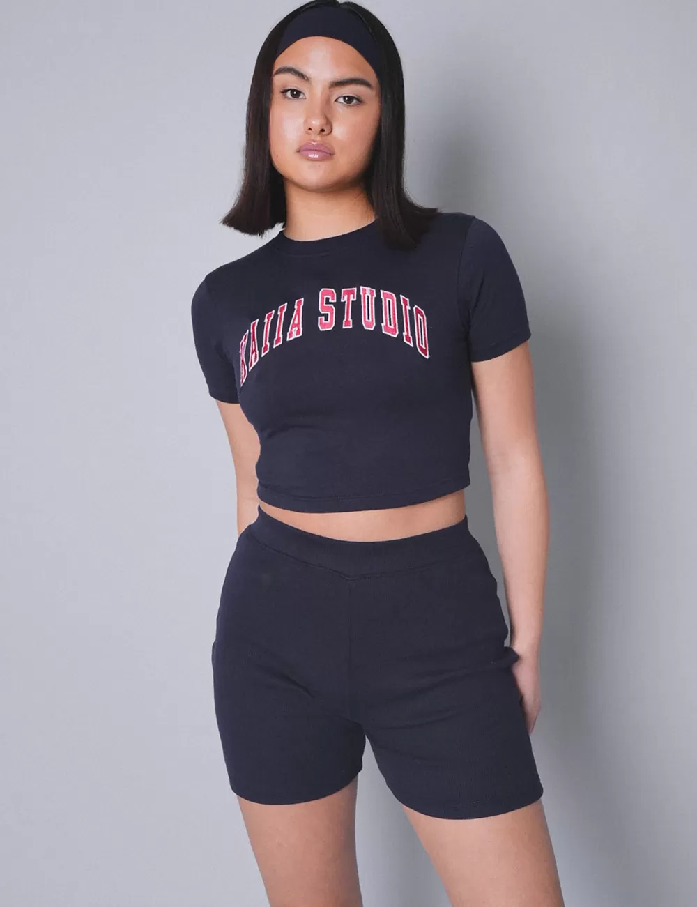 New Public Desire Kaiia Studio Baby Tee With Red Navy