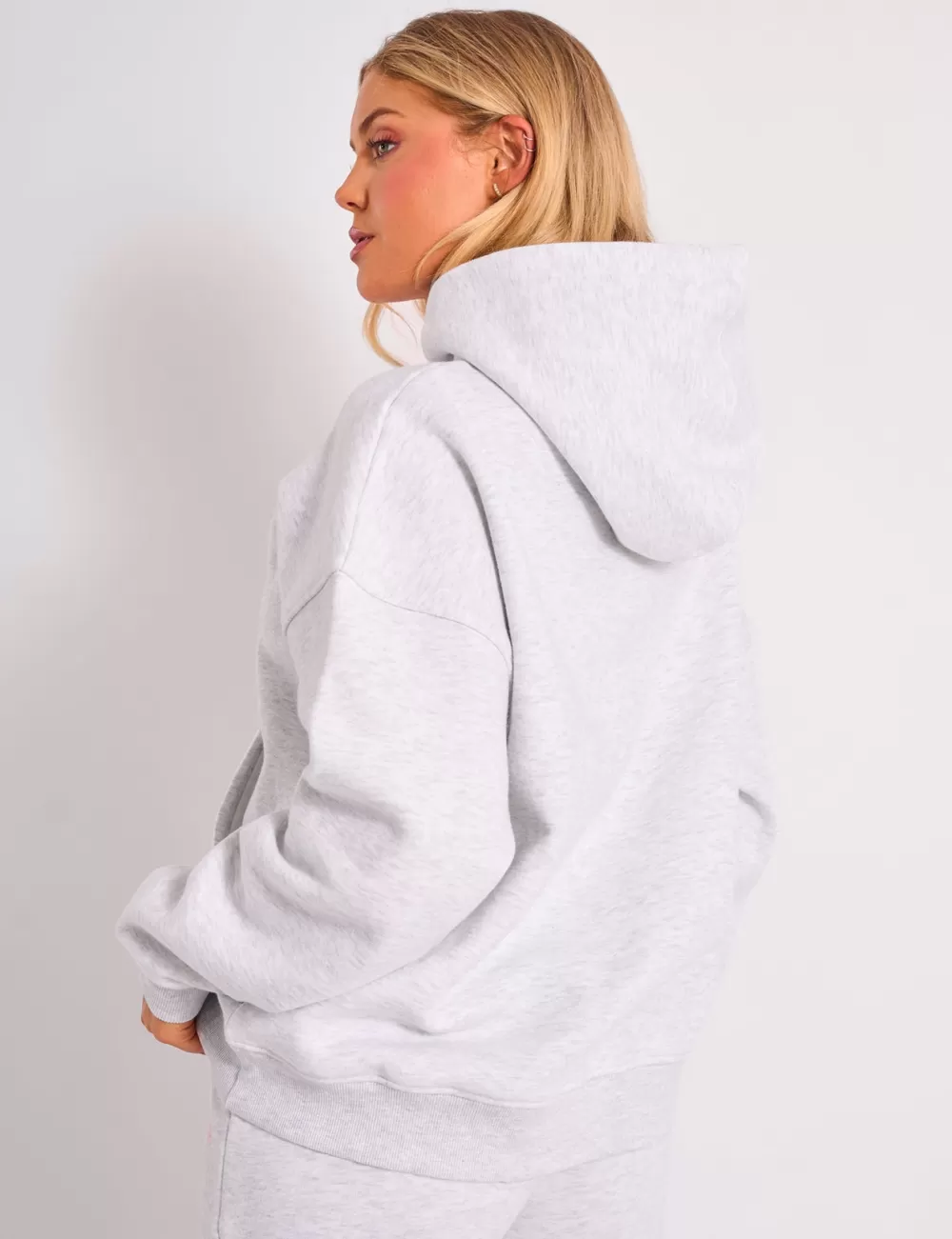 Cheap Public Desire Kaiia Studio Borg Bubble Logo Oversized Hoodie Grey Marl & Pink Grey_marl_pink
