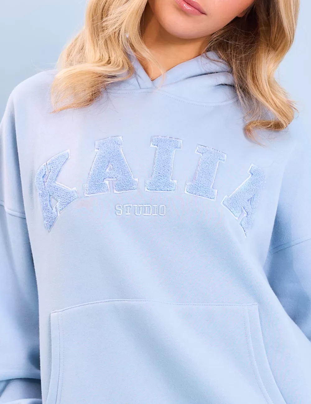 Online Public Desire Kaiia Studio Borg Slogan Oversized Hoodie Light Blue Light_blue