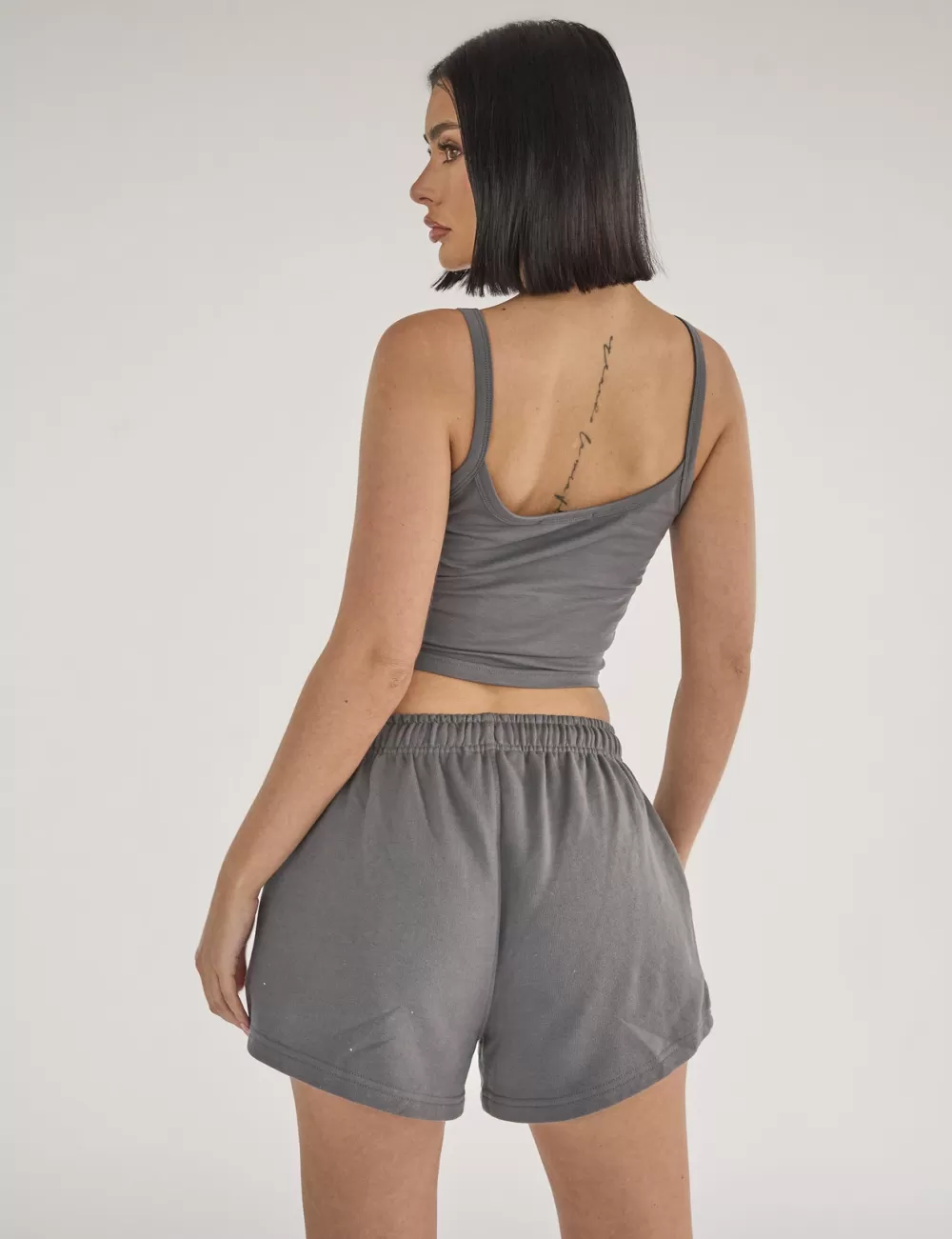 Fashion Public Desire Kaiia Studio Bubble Logo Cami Vest Top Dark Grey & Lilac Dark_grey