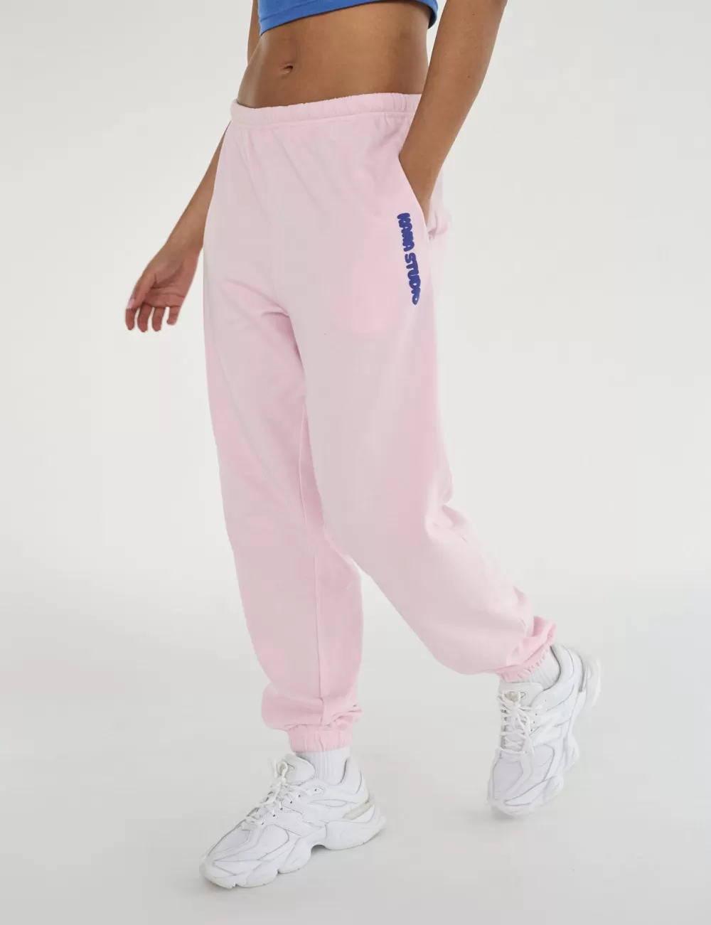 New Public Desire Kaiia Studio Bubble Logo Cuffed Joggers Baby & Blue Pink