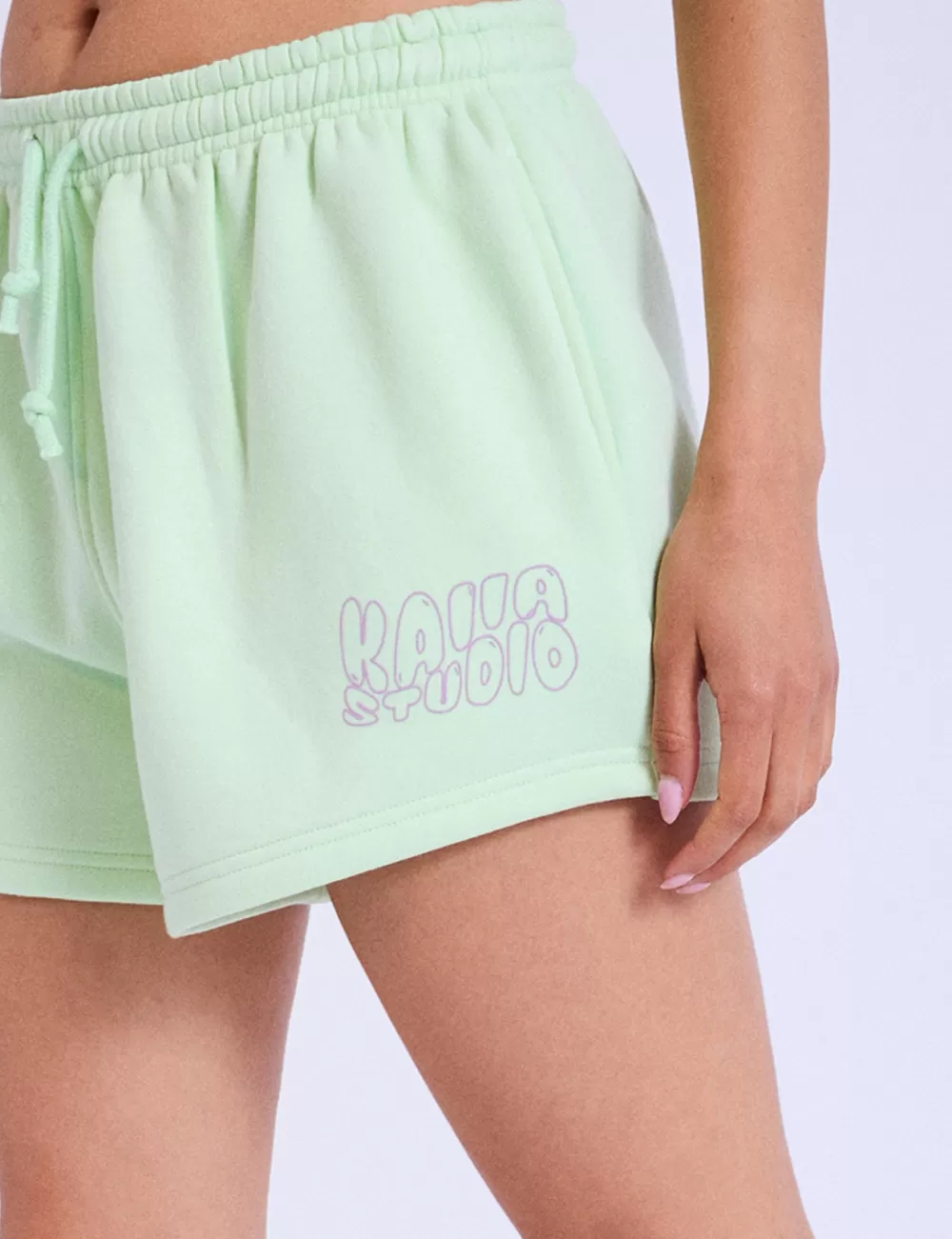 Flash Sale Public Desire Kaiia Studio Bubble Logo Mini Sweat Shorts & Lilac Lime