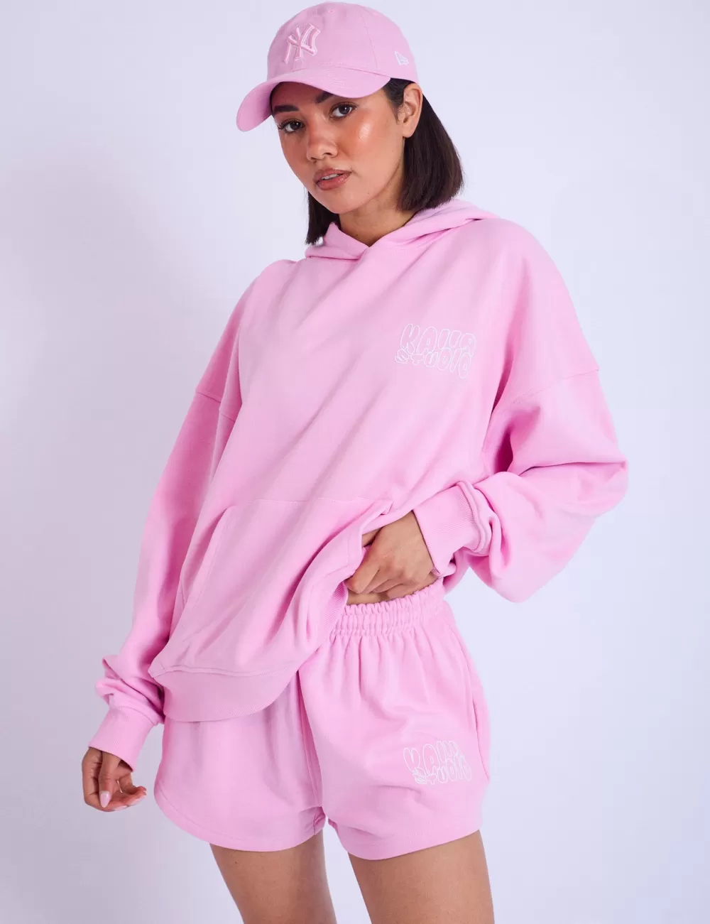 Best Sale Public Desire Kaiia Studio Bubble Logo Oversized Hoodie Baby Pink