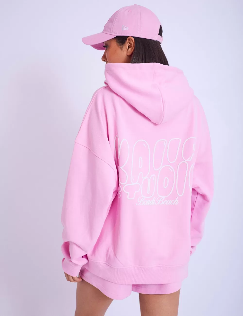 Best Sale Public Desire Kaiia Studio Bubble Logo Oversized Hoodie Baby Pink