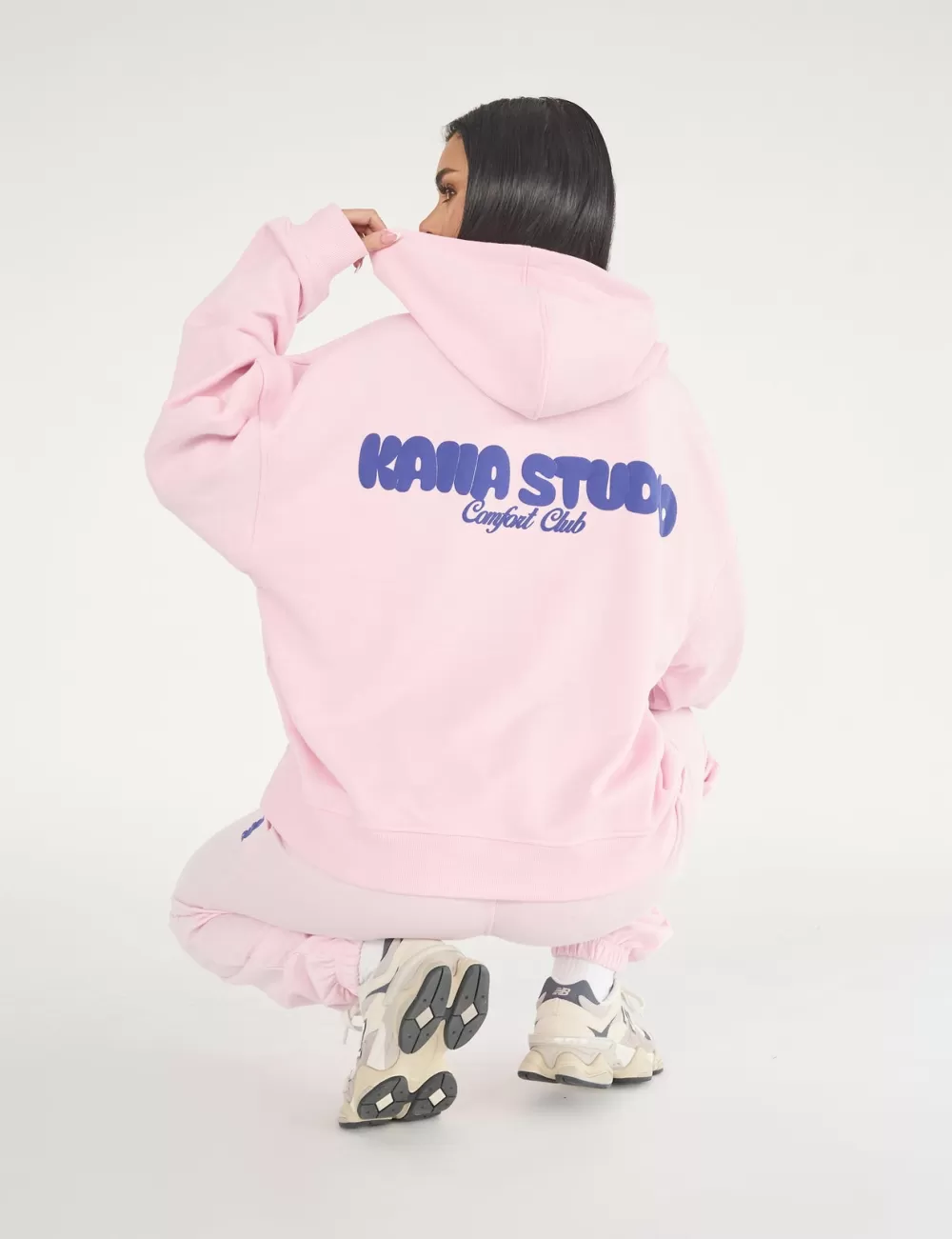 Clearance Public Desire Kaiia Studio Bubble Logo Oversized Hoodie Baby & Blue Pink