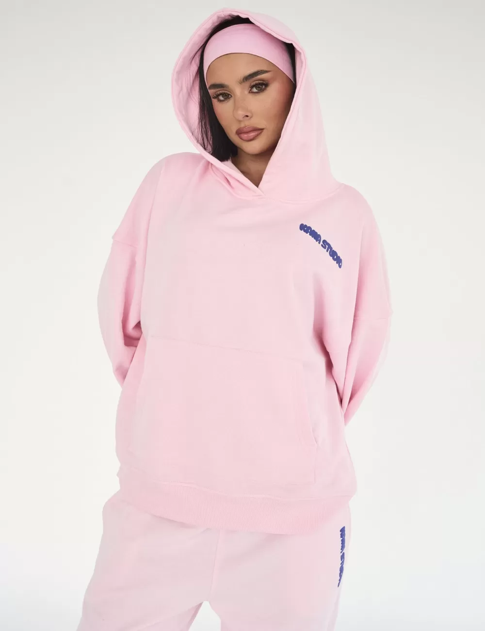 Clearance Public Desire Kaiia Studio Bubble Logo Oversized Hoodie Baby & Blue Pink