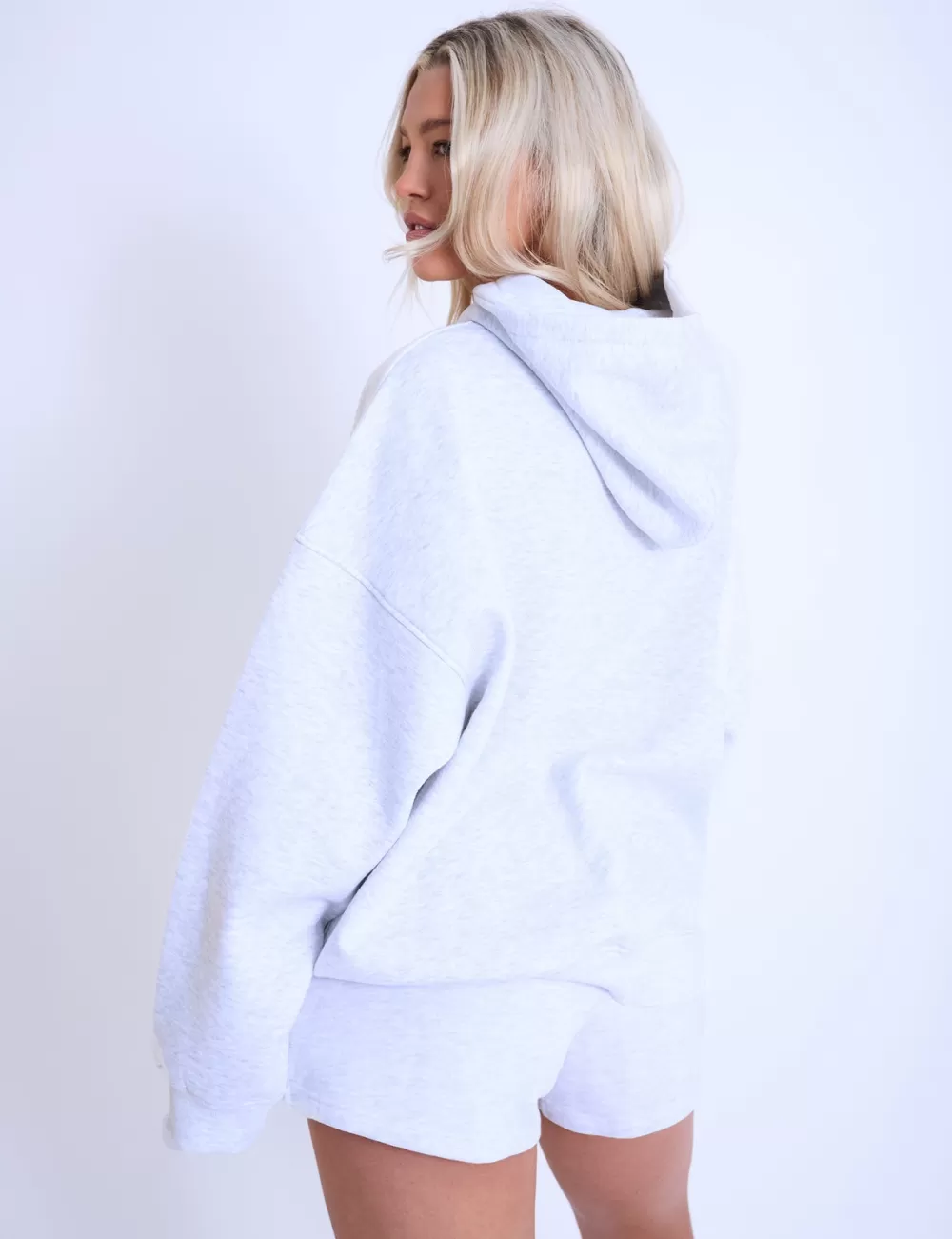 Hot Public Desire Kaiia Studio Bubble Logo Oversized Hoodie Light Grey Marl & Orange Light_grey_marl