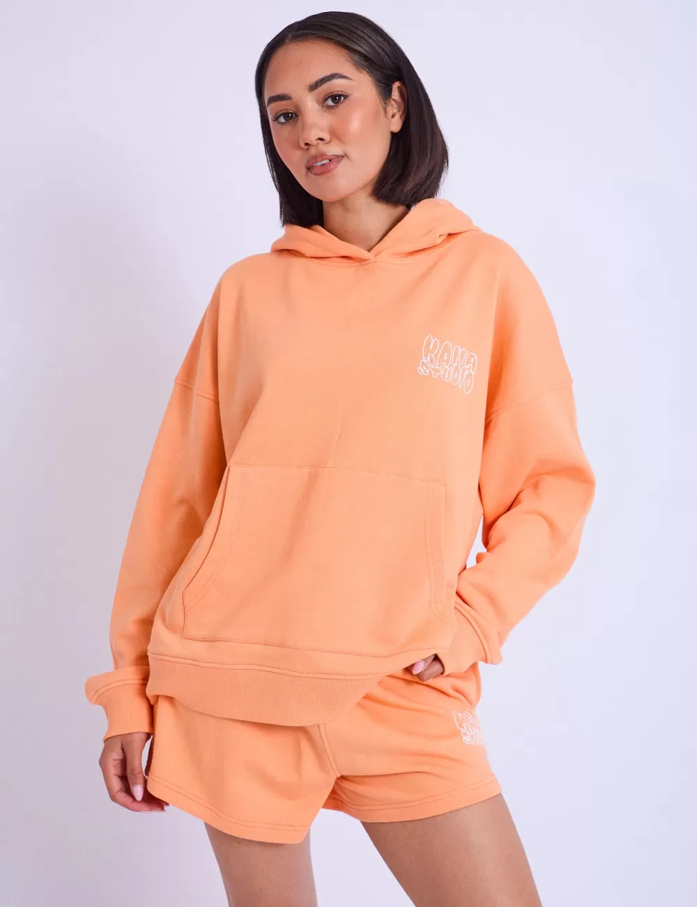 Flash Sale Public Desire Kaiia Studio Bubble Logo Oversized Hoodie Light Orange