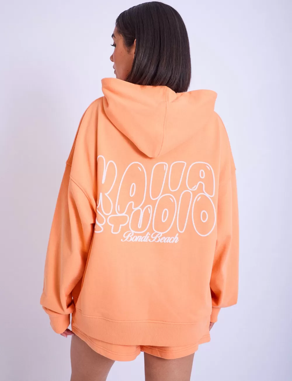 Flash Sale Public Desire Kaiia Studio Bubble Logo Oversized Hoodie Light Orange