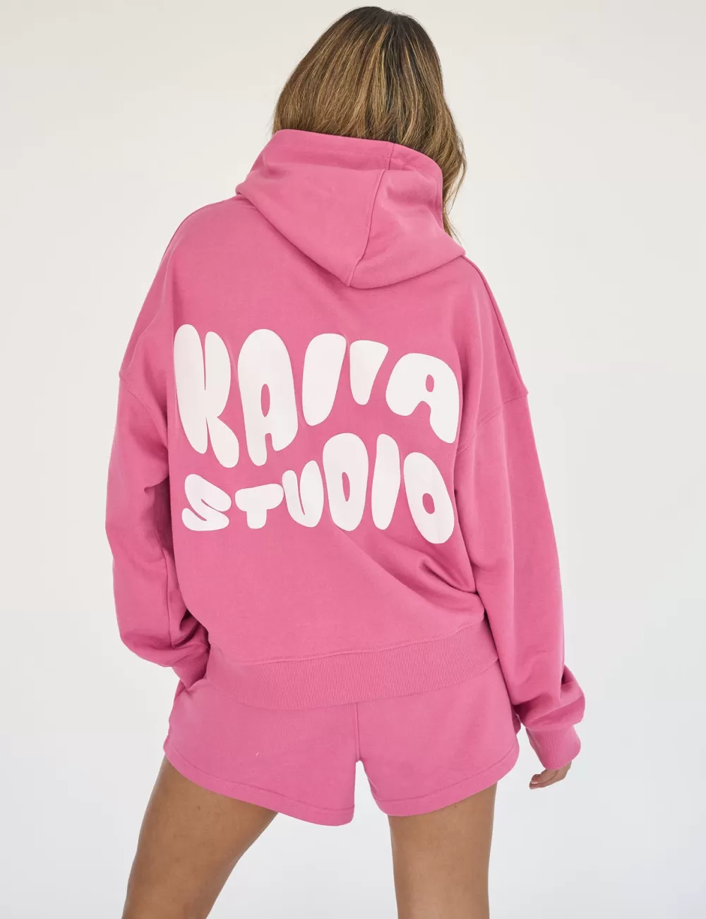 Best Public Desire Kaiia Studio Bubble Logo Oversized Hoodie Pink Dark_pink