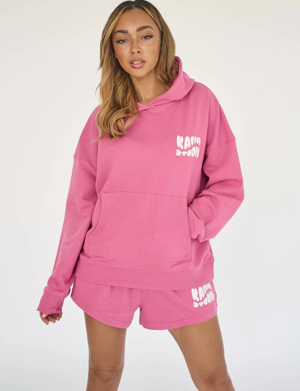 Best Public Desire Kaiia Studio Bubble Logo Oversized Hoodie Pink Dark_pink