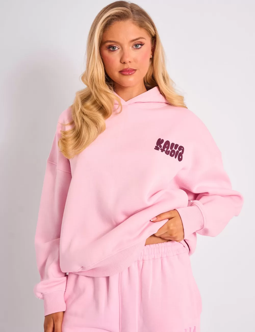 Cheap Public Desire Kaiia Studio Bubble Logo Oversized Hoodie Pink & Plum Pink_plum