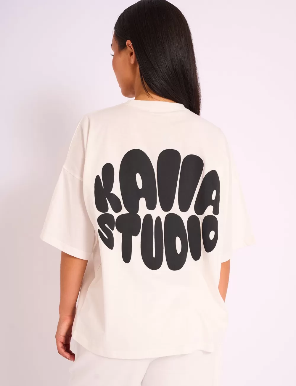 Sale Public Desire Kaiia Studio Bubble Logo Oversized Tee White & Black White_black