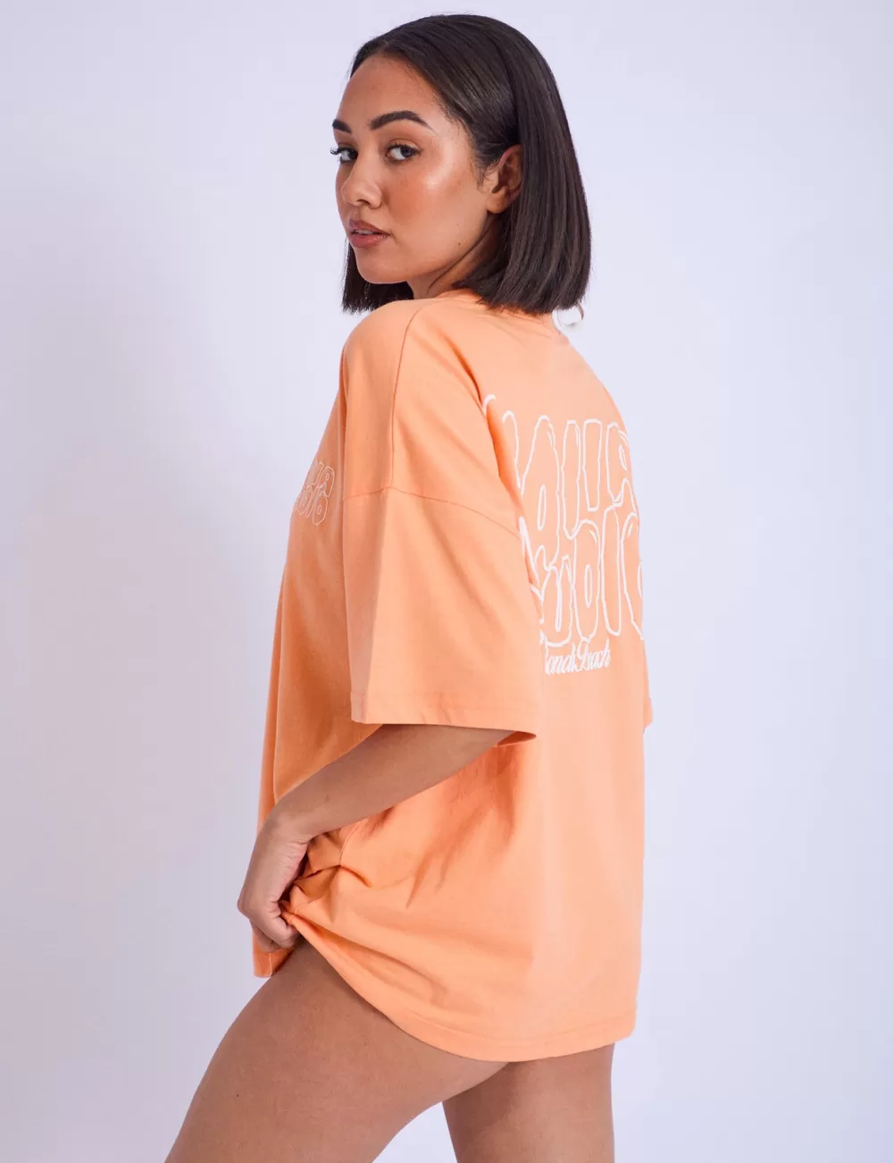 Shop Public Desire Kaiia Studio Bubble Logo Oversized T-shirt Light Orange