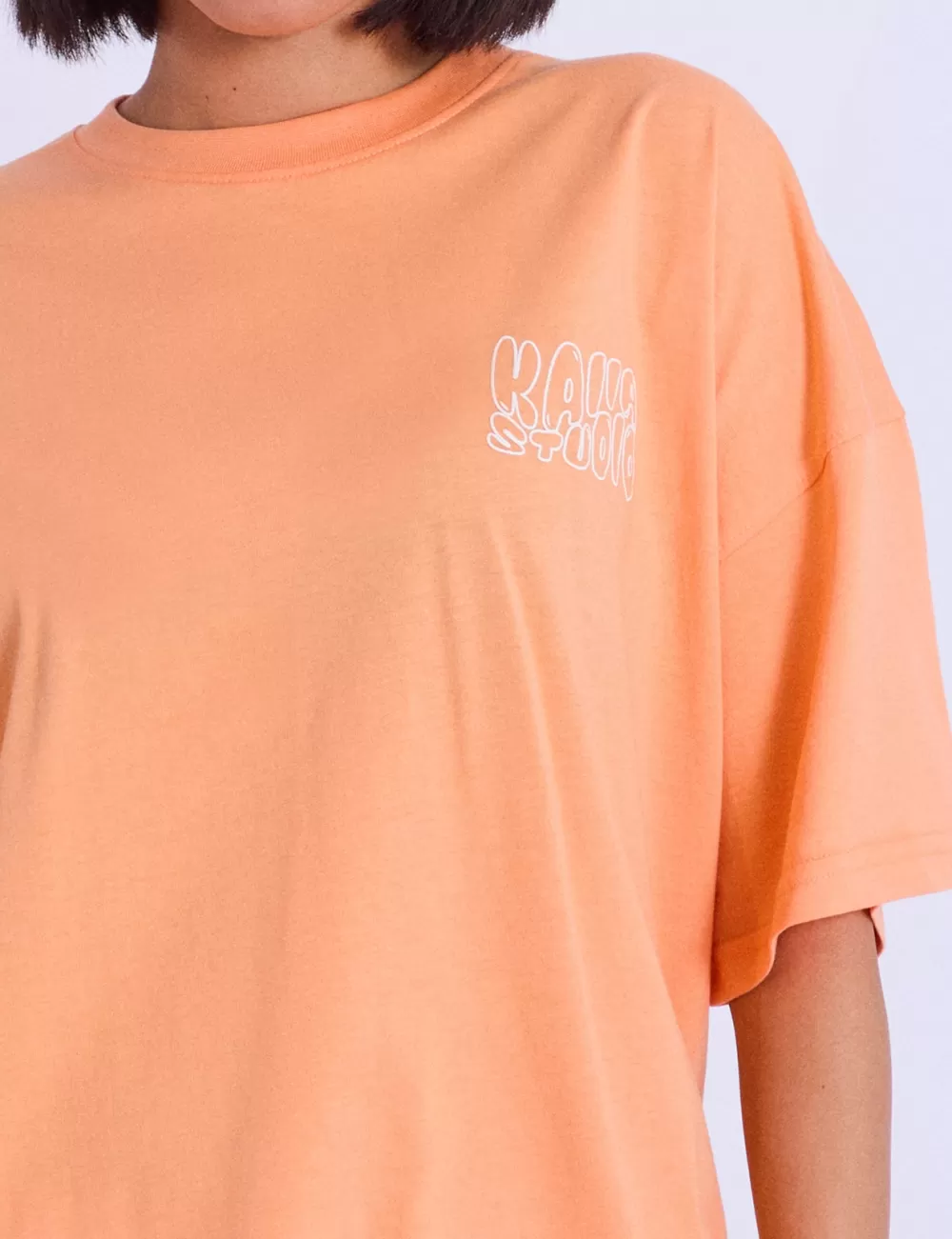 Shop Public Desire Kaiia Studio Bubble Logo Oversized T-shirt Light Orange
