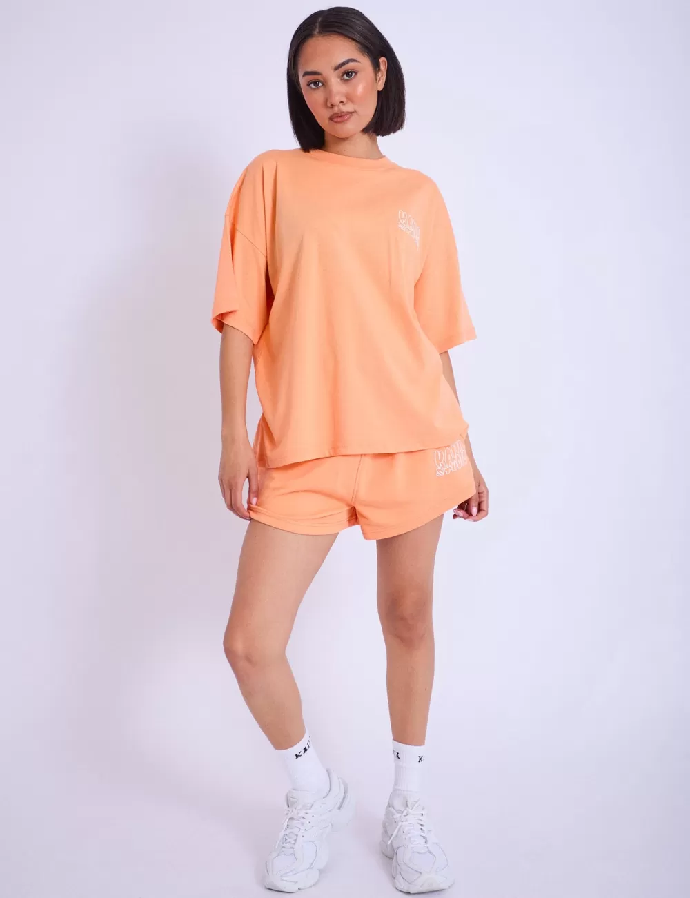 Shop Public Desire Kaiia Studio Bubble Logo Oversized T-shirt Light Orange