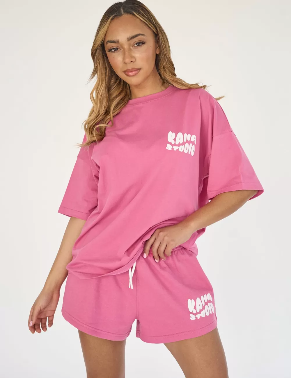 Cheap Public Desire Kaiia Studio Bubble Logo Oversized T-shirt Pink Dark_pink