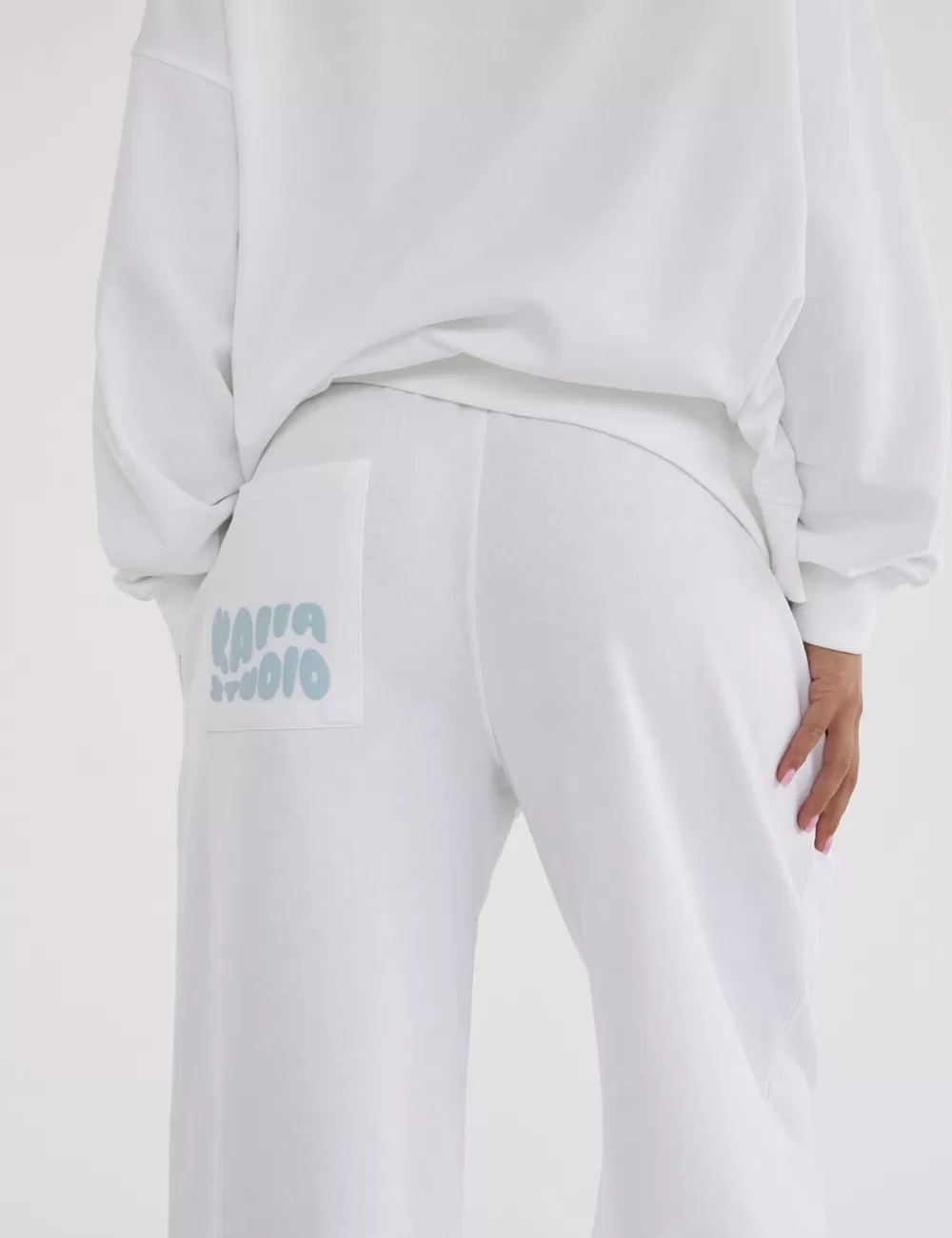 Store Public Desire Kaiia Studio Bubble Logo Pocket Wide Leg Sweat Pants & Blue White