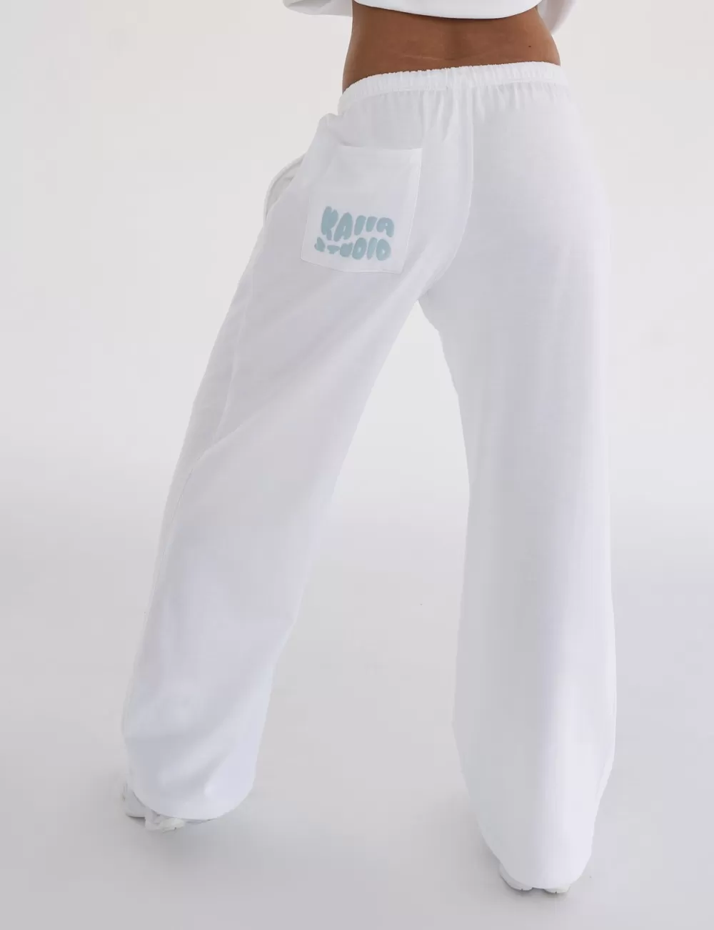 Store Public Desire Kaiia Studio Bubble Logo Pocket Wide Leg Sweat Pants & Blue White