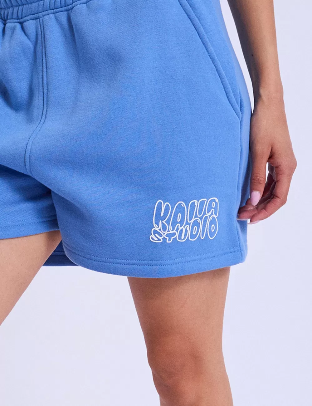 Shop Public Desire Kaiia Studio Bubble Logo Sweat Shorts Blue