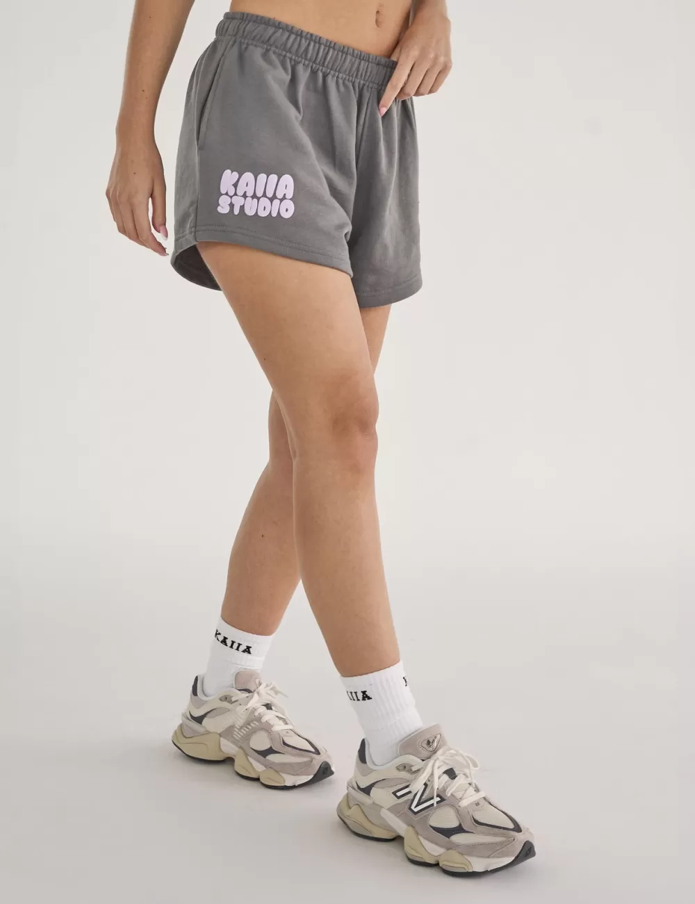Best Public Desire Kaiia Studio Bubble Logo Sweat Shorts Dark Grey & Lilac Dark_grey