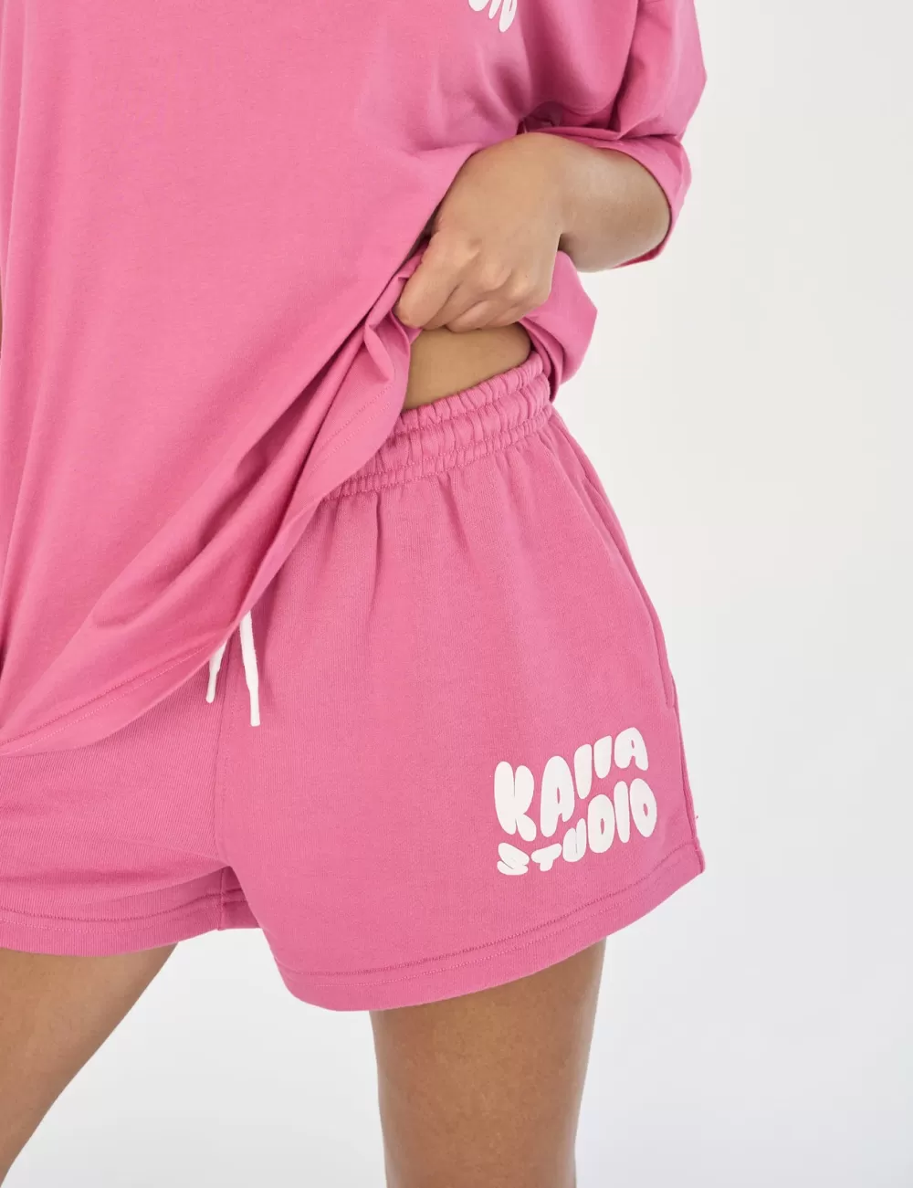 Sale Public Desire Kaiia Studio Bubble Logo Sweat Shorts Pink Dark_pink