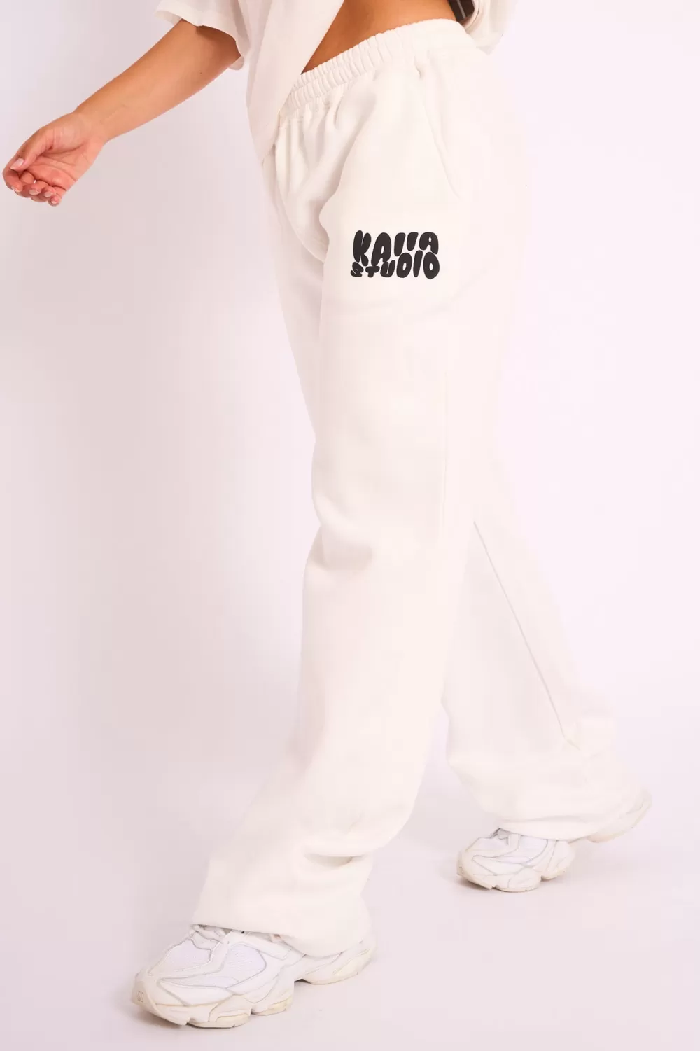 Flash Sale Public Desire Kaiia Studio Bubble Logo Wide Leg Jogger White & Black White_black