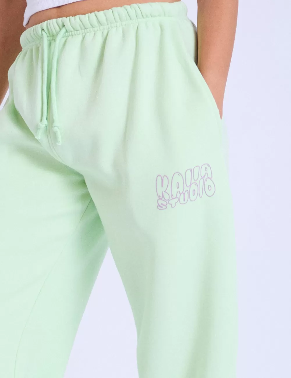 Flash Sale Public Desire Kaiia Studio Bubble Logo Wide Leg Joggers & Lilac Lime