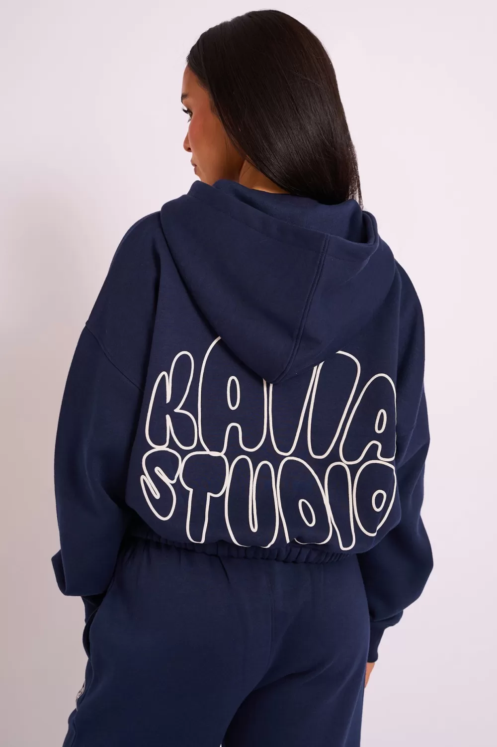 Sale Public Desire Kaiia Studio Bubble Logo Zip Through Hoodie Navy Navy_white