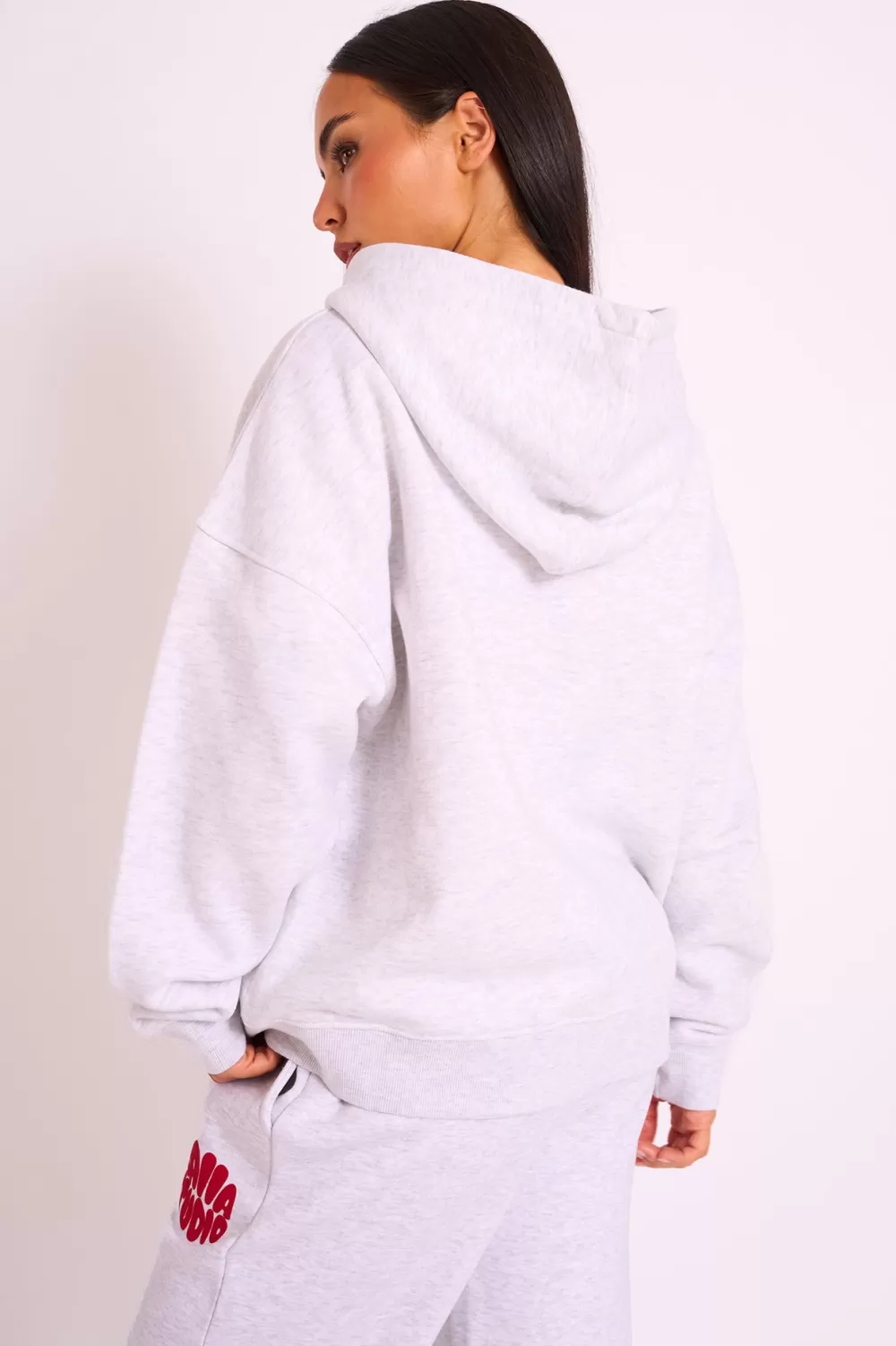 Hot Public Desire Kaiia Studio Bubble Logo Zip Up Hoodie Grey Marl & Red Grey_marl_red