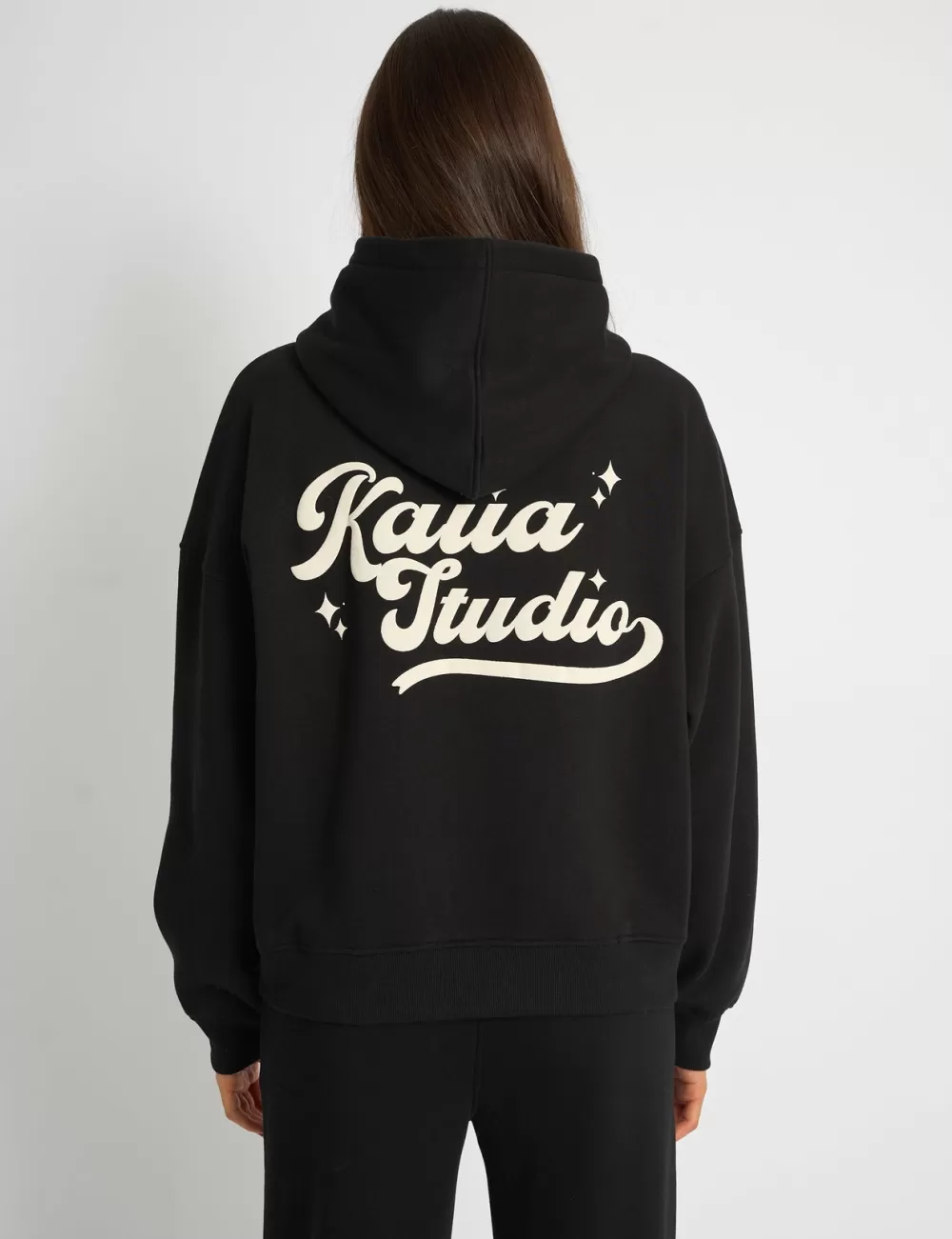 Clearance Public Desire Kaiia Studio Bubble Script Oversized Hoodie Black & Cream Black_and_cream