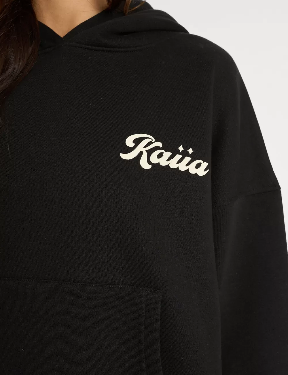 Clearance Public Desire Kaiia Studio Bubble Script Oversized Hoodie Black & Cream Black_and_cream