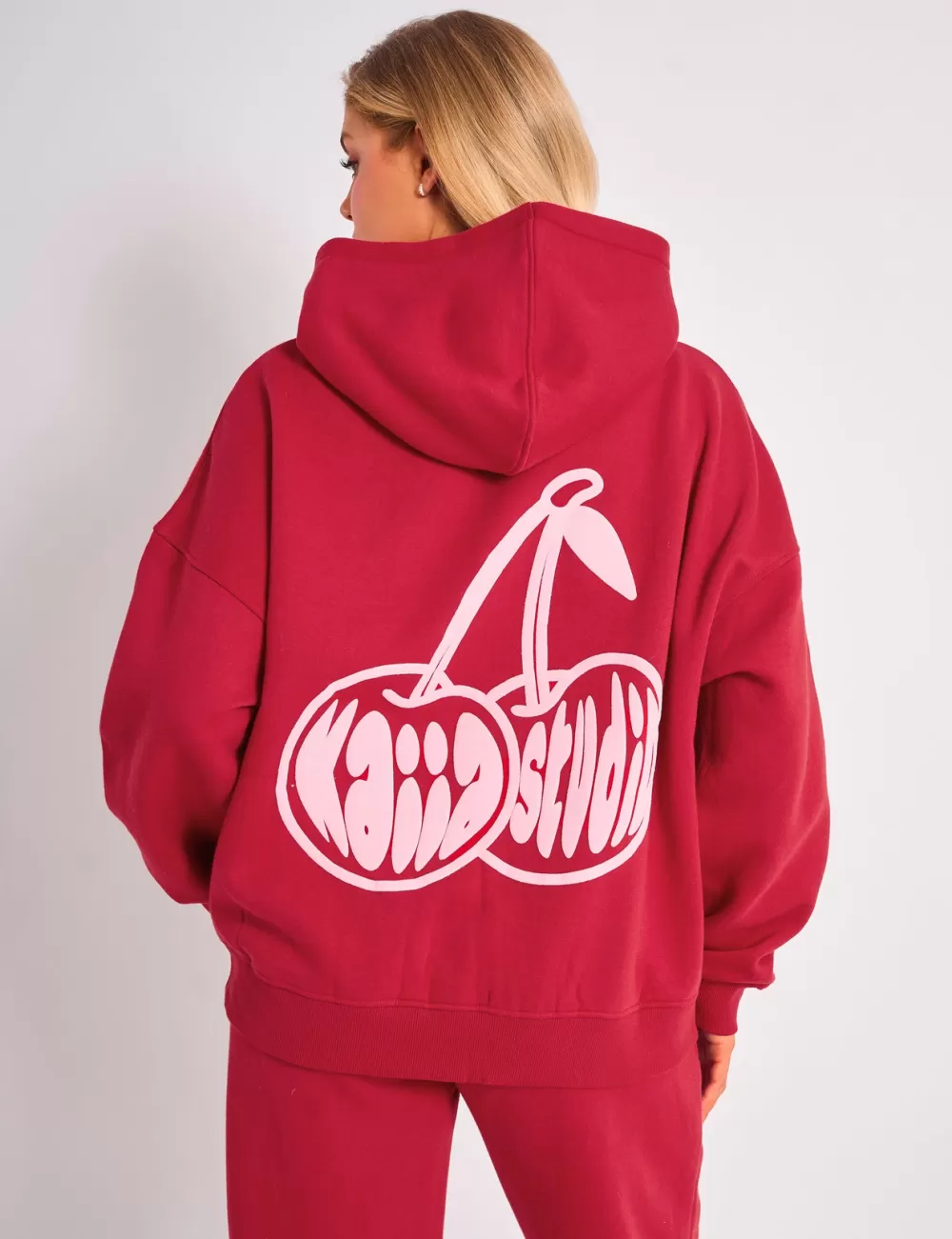 Cheap Public Desire Kaiia Studio Cherry Graphic Oversized Hoodie Red & Pink Red_pink