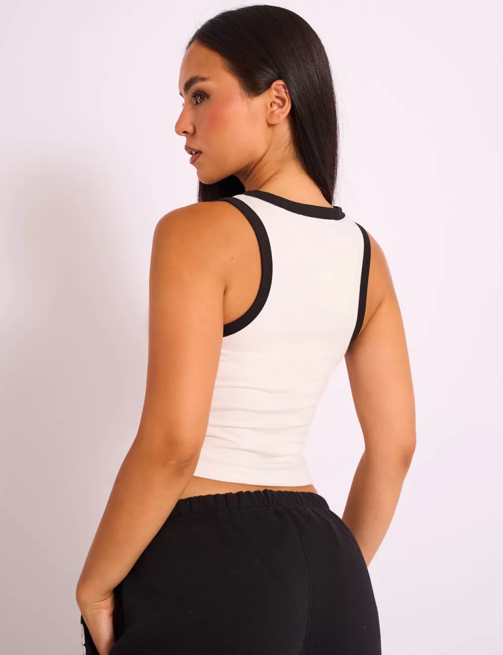 Cheap Public Desire Kaiia Studio Contrast Binding Racer Vest White & Black White_black