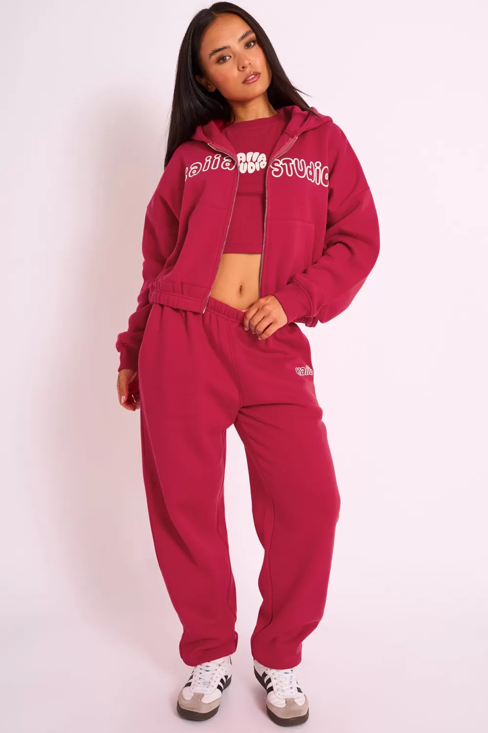 Fashion Public Desire Kaiia Studio Cuffed Jogger Red Red_white