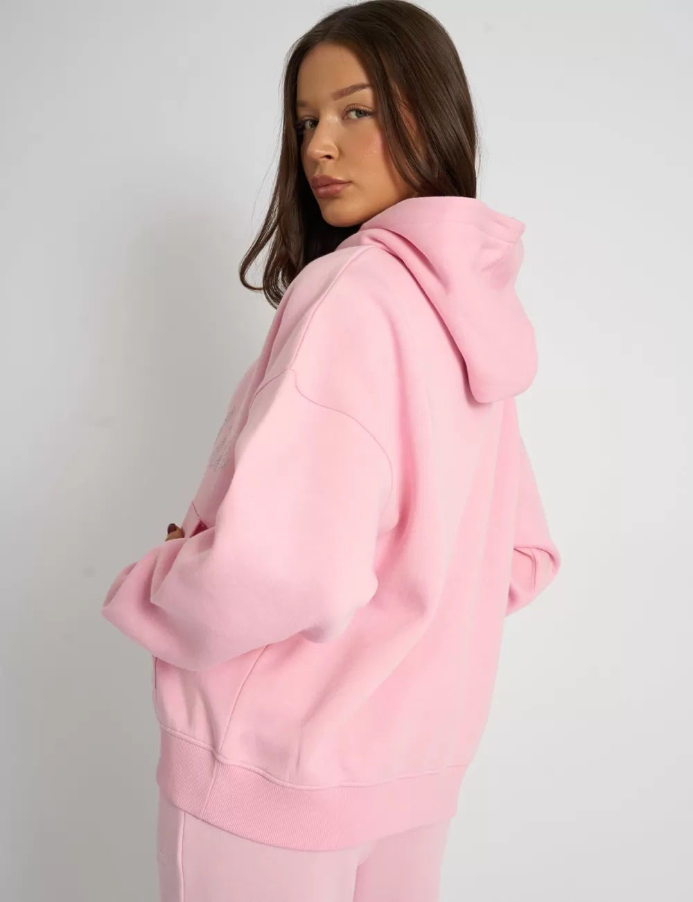 Cheap Public Desire Kaiia Studio Diamante Embellished Oversized Hoodie Baby Pink Baby_pink